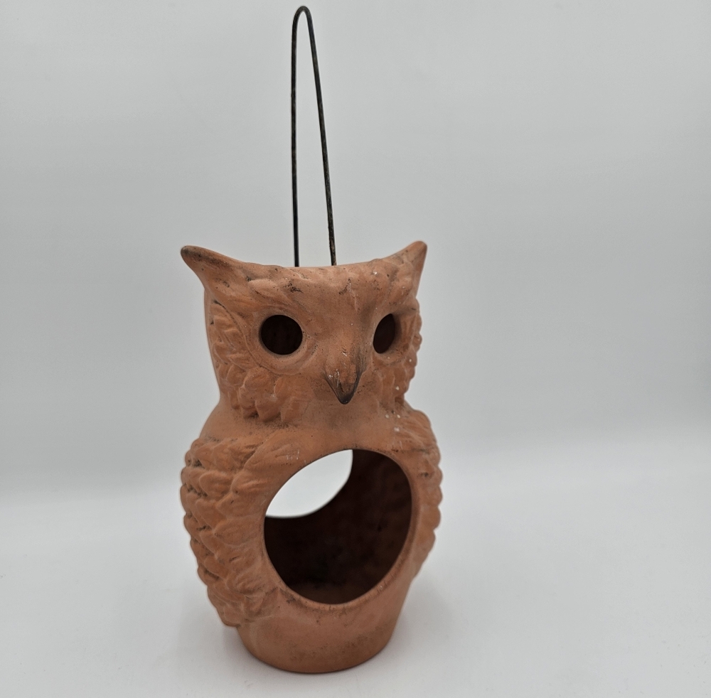 Weathered Terra Cotta Owl Lantern